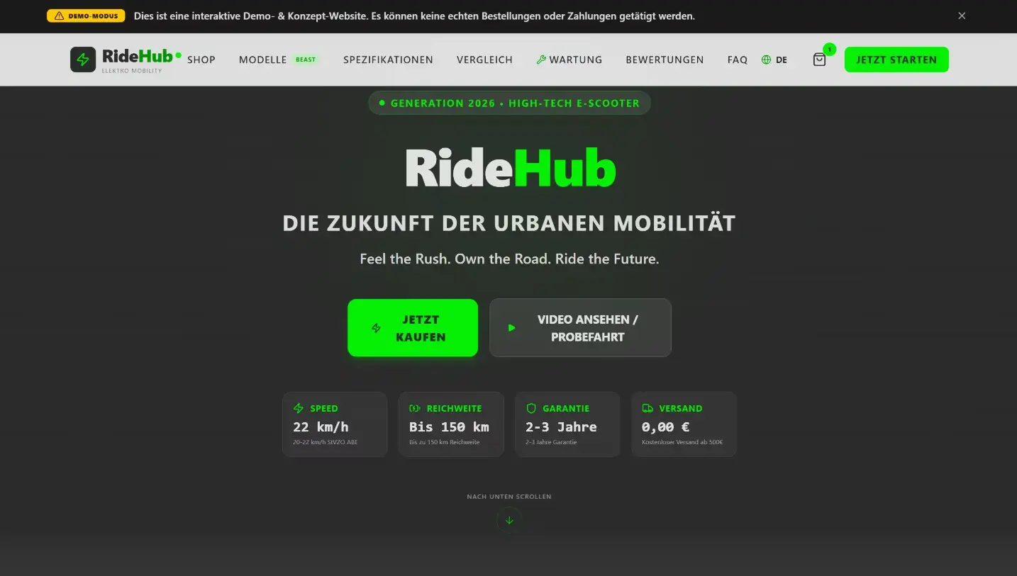 Ride Hub – E-Scooter Shop